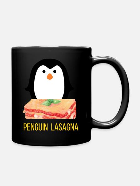 Penguin & Lasagna - Full Colour Mug - black