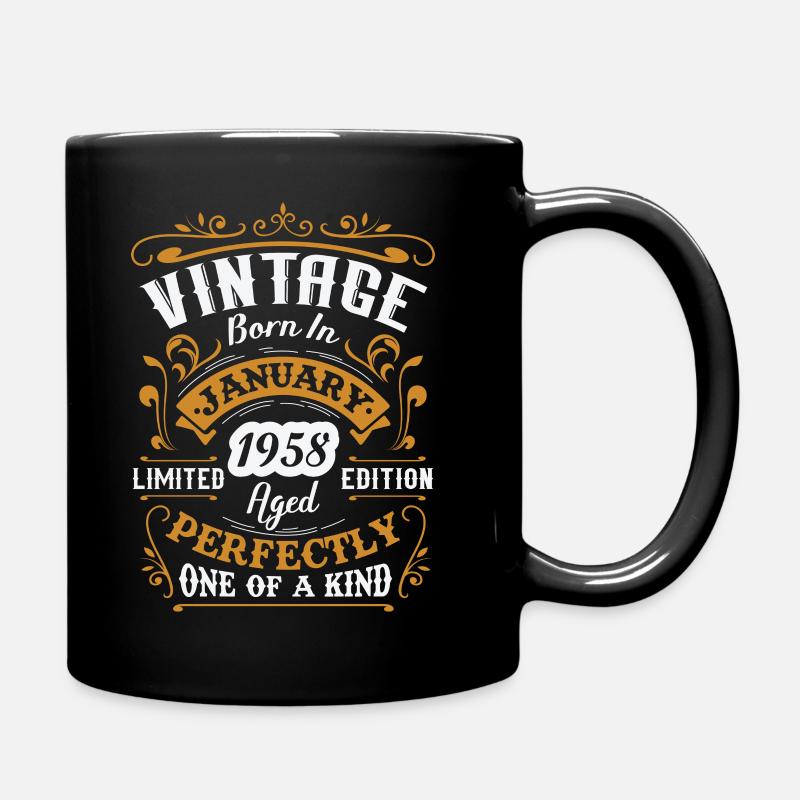Geburtstagsgeschenk, Jahrgang geboren im Januar 1958 - Tasse einfarbig - Schwarz