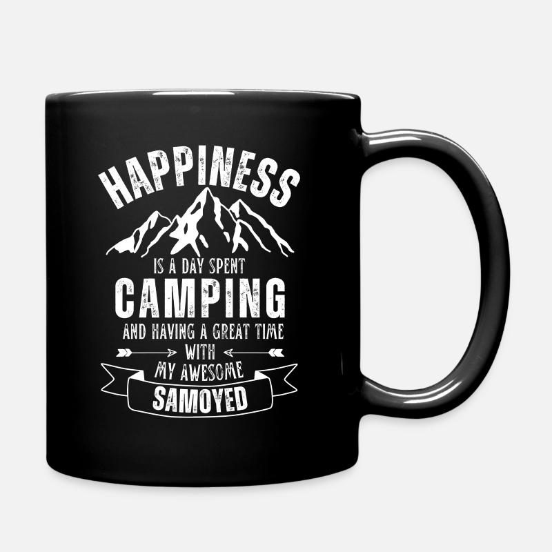 Camping und Samojede - Tasse einfarbig - Schwarz