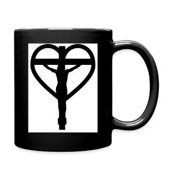 Jesus Christ Cross Love Heart - Full Colour Mug - black - Right