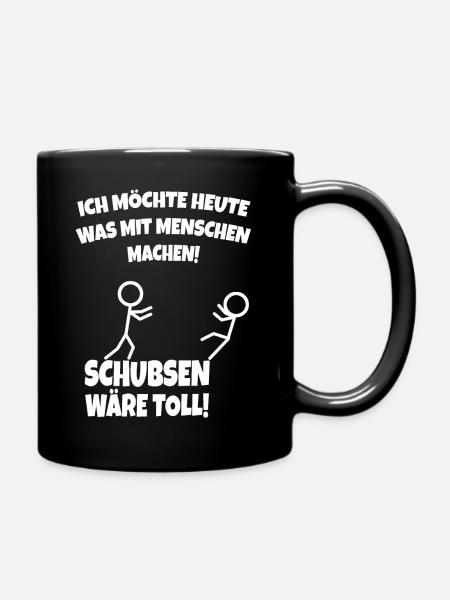 Menschen Schubsen Ironie - Tasse einfarbig - Schwarz