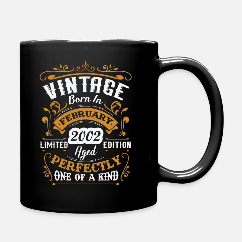 Cadeau d'anniversaire, Vintage né en Février 2002 - Mug uni - noir
