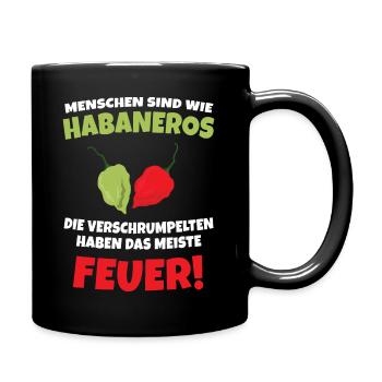 Habanero Chili Scharf Feuer Spruch Hot Carolina - Tasse einfarbig - Schwarz - Rechts