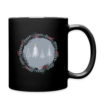 Verschneite Tannen - Tasse einfarbig - Schwarz - Rechts