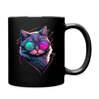 Retrowave Cat - Design de chat - Mug uni - noir - Droite