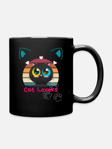 "Cat lovers" - Full Colour Mug - black