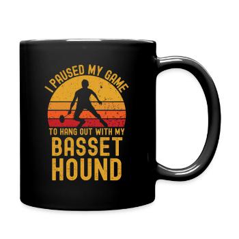 Badminton and Basset Hound - Full Colour Mug - black - Right
