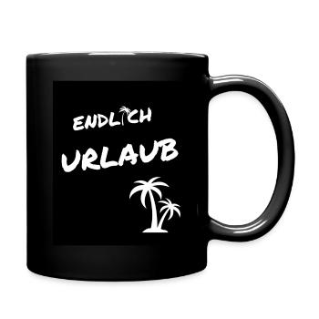 Endlich Urlaub - Tasse einfarbig - Schwarz - Rechts