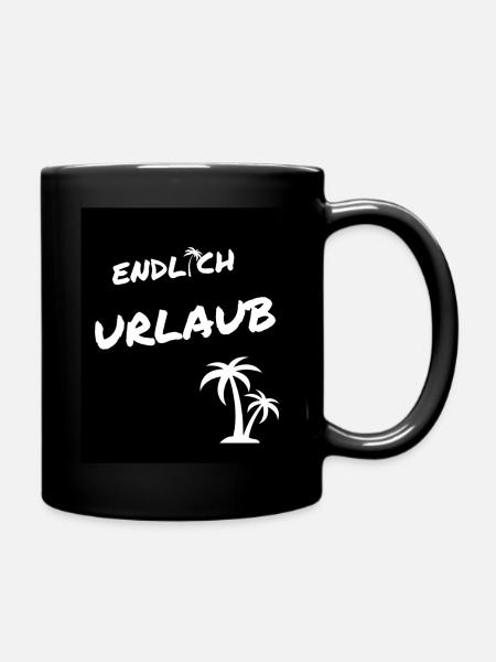 Endlich Urlaub - Tasse einfarbig - Schwarz
