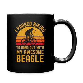 Radfahren und Beagle - Tasse einfarbig - Schwarz - Rechts