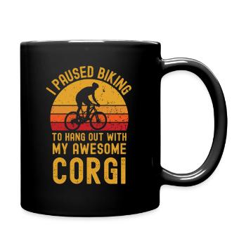 Radfahren und Corgi - Tasse einfarbig - Schwarz - Rechts