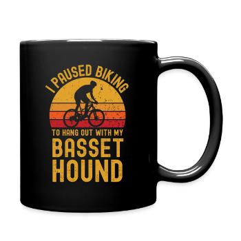 Cycling and Basset Hound - Full Colour Mug - black - Right