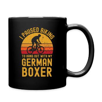 Radfahren und Deutscher Boxer - Tasse einfarbig - Schwarz - Rechts
