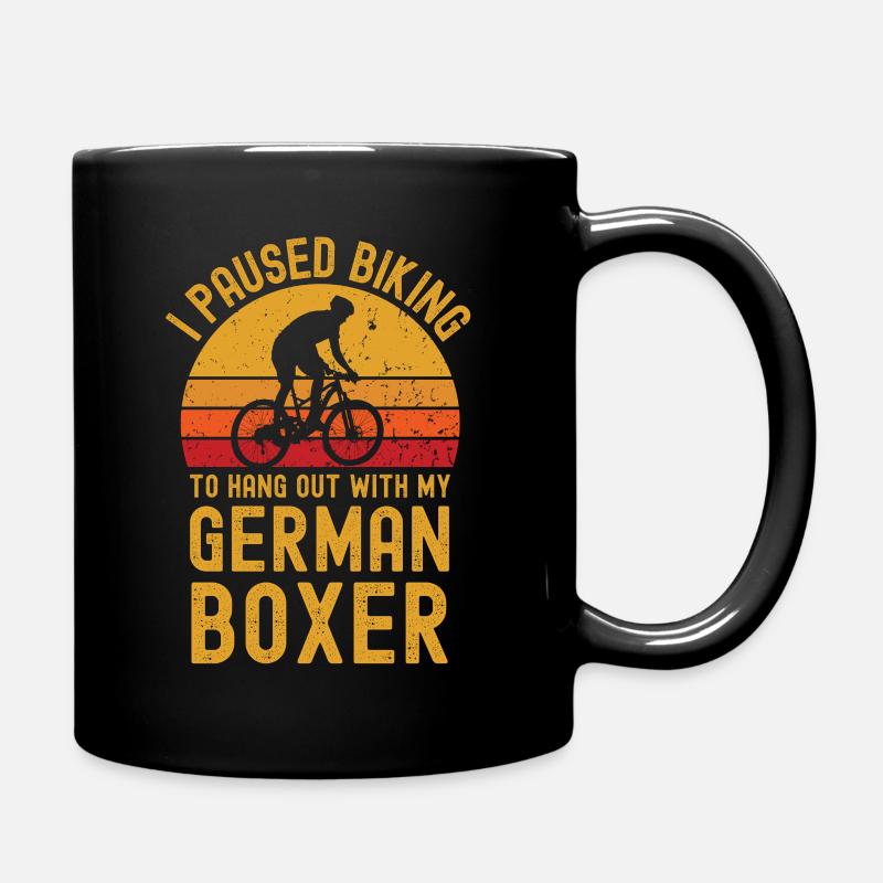 Radfahren und Deutscher Boxer - Tasse einfarbig - Schwarz