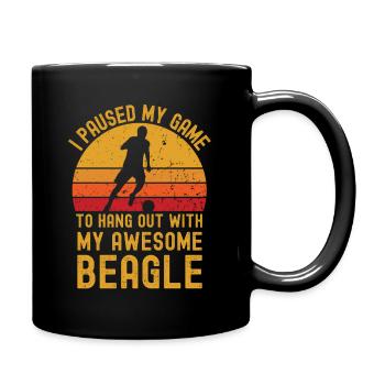 Football and Beagle - Full Colour Mug - black - Right