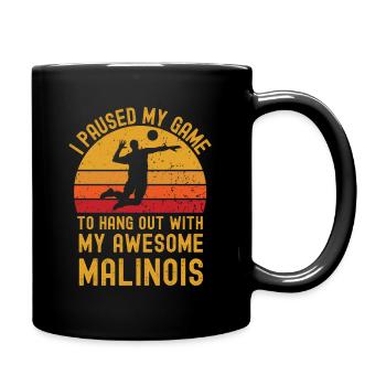 Volleyball and Malinois - Full Colour Mug - black - Right