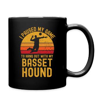 Volleyball and Basset-Hound - Full Colour Mug - black - Right