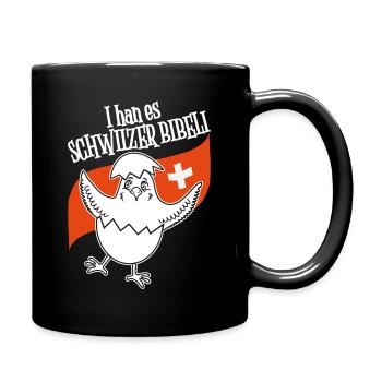 Schweizer Flagge mit Küken für Hobbyzüchter! - Tasse einfarbig - Schwarz - Rechts