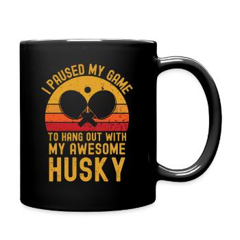 Tischtennis und Husky - Tasse einfarbig - Schwarz - Rechts