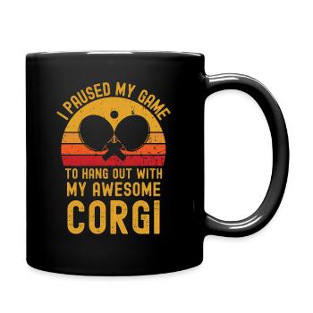 Tennis de table et corgi - Mug uni - noir - Droite