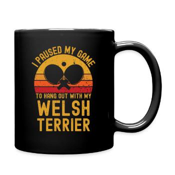 Table tennis and Welsh terriers - Full Colour Mug - black - Right