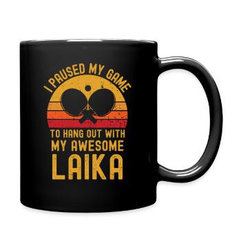 Tischtennis und Laika - Tasse einfarbig - Schwarz - Rechts