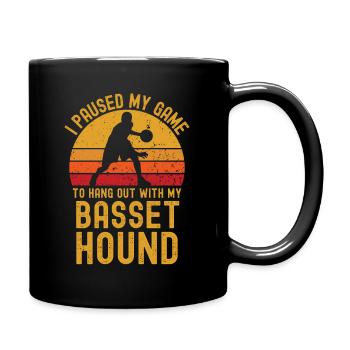 Basketball and Basset-Hound - Full Colour Mug - black - Right