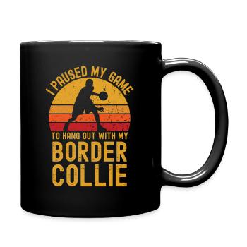 Basketball and Border Collie - Full Colour Mug - black - Right