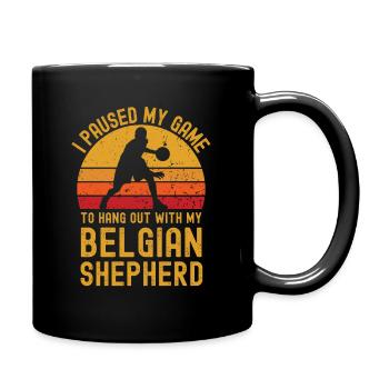 Basketball and Belgian Shepherd - Full Colour Mug - black - Right