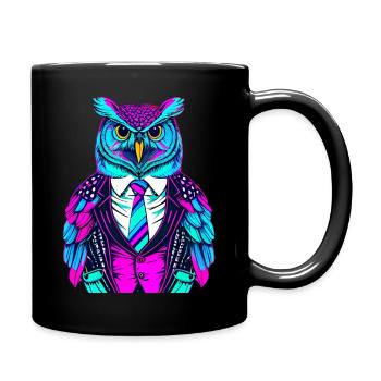 Boss owl in a suit - Tasse einfarbig - Schwarz - Rechts