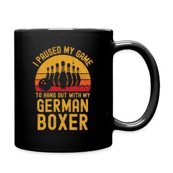 Bowling und Deutscher-Boxer - Tasse einfarbig - Schwarz - Rechts