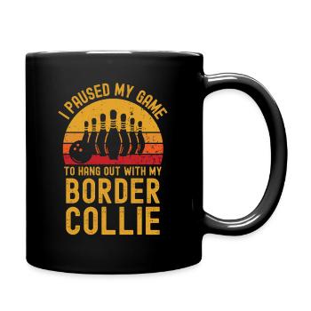 Bowling and border collie - Full Colour Mug - black - Right