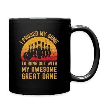 Bowling und Deutsche-Dogge - Tasse einfarbig - Schwarz - Rechts