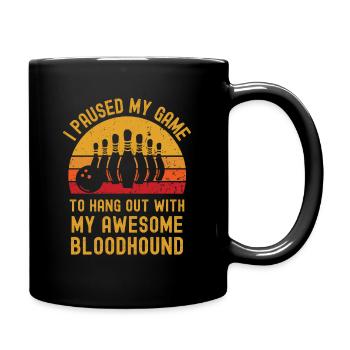 Bowling und Bloodhound - Tasse einfarbig - Schwarz - Rechts