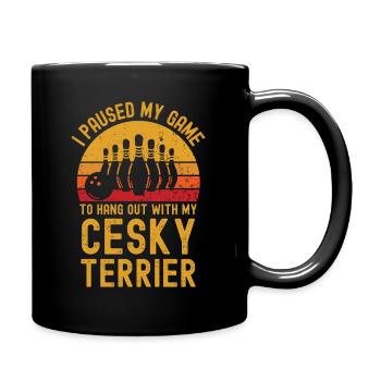 Bowling und Cesky-Terrier - Tasse einfarbig - Schwarz - Rechts