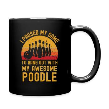Bowling und Pudel - Tasse einfarbig - Schwarz - Rechts