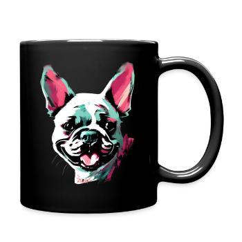 Cute but stylish French Bulldog panting - Full Colour Mug - black - Right
