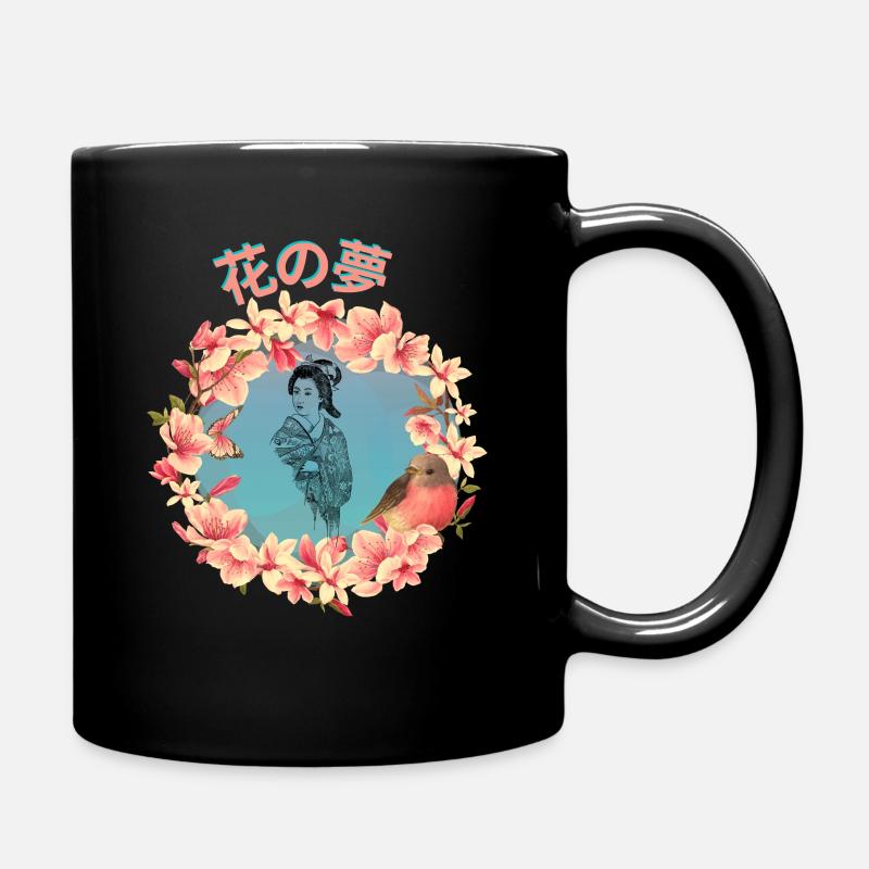 Blütentraum_ 花の夢 - Full Colour Mug - black