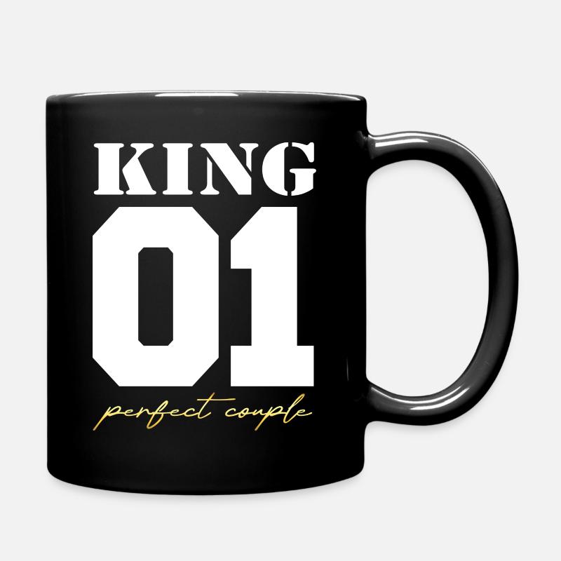 King and Queen King couple white and gold - Full Colour Mug - black