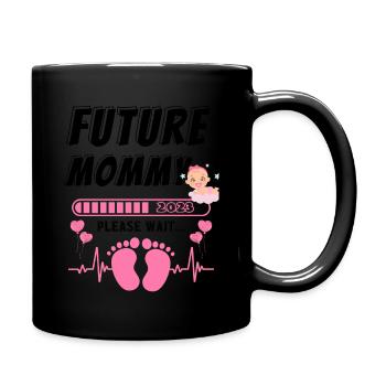 Future mommy please wait funny lovely dads quote - Full Colour Mug - black - Right
