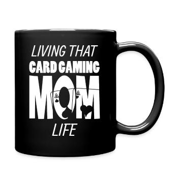 Vivre ce jeu de cartes Joueur de cartes Mom Life - Mug uni - noir - Droite