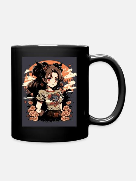 Jeune fille manga romance - Mug uni - noir