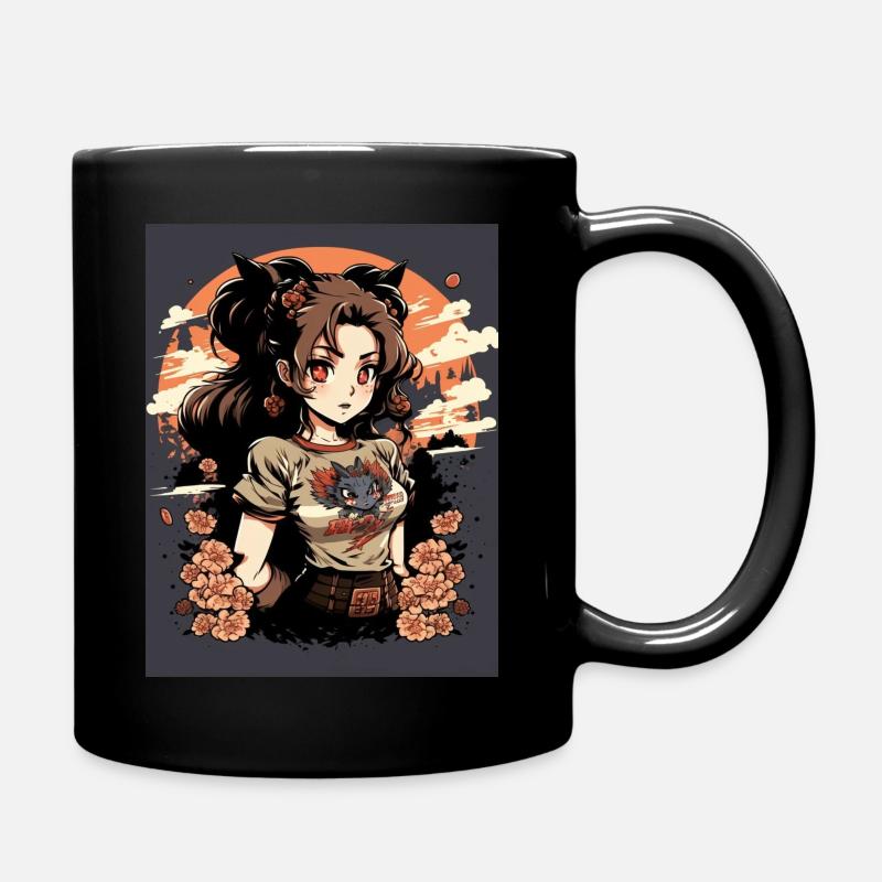Mädchen Manga Romanze - Tasse einfarbig - Schwarz