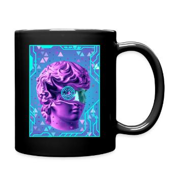 Futuristic Shirt Digital Art Gift for Friend 80s - Full Colour Mug - black - Right