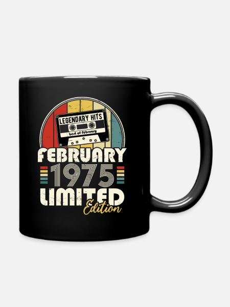 Februar 1975 Vintage Jubiläums Retro Geschenk - Tasse einfarbig - Schwarz