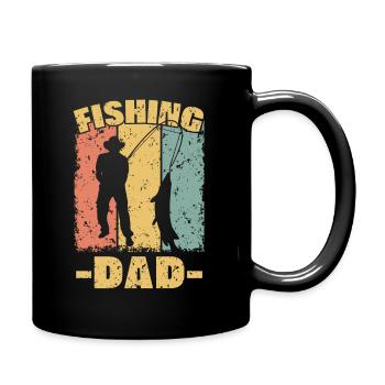 Angeln Papa retro - Tasse einfarbig - Schwarz - Rechts