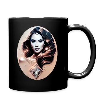 beautiful woman with diamond - Full Colour Mug - black - Right