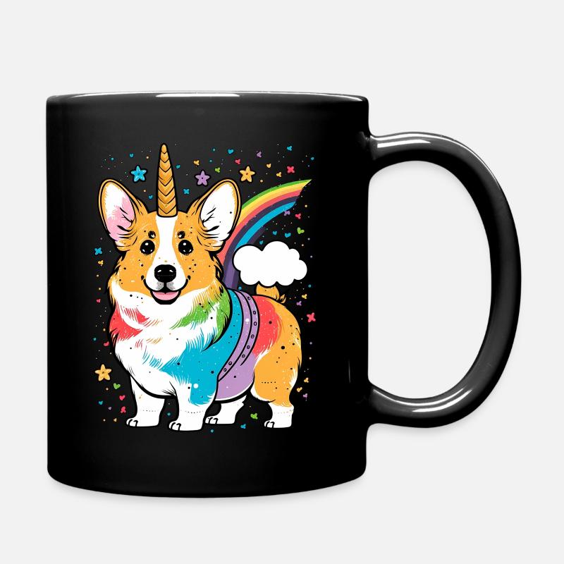 corgi enhjørning - Ensfarget kopp - svart