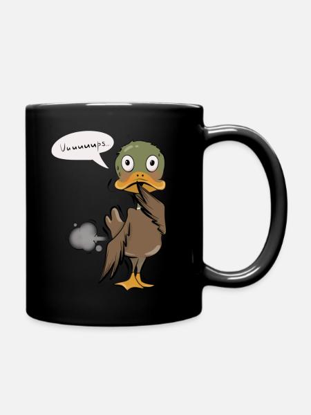 Pupsende Ente - Tasse einfarbig - Schwarz