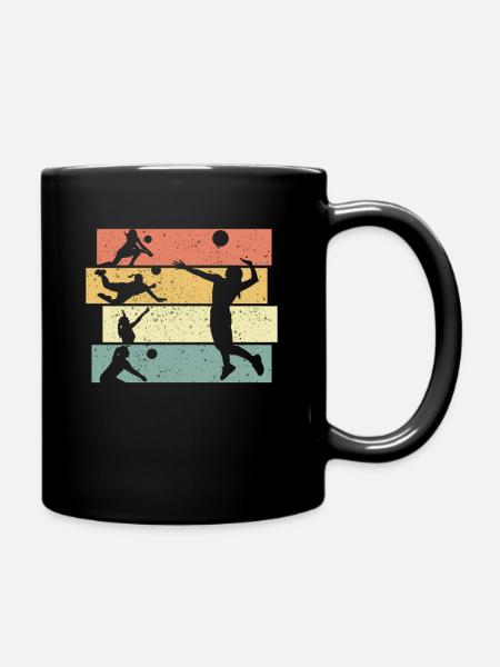 Damen Volleyball retro - Tasse einfarbig - Schwarz